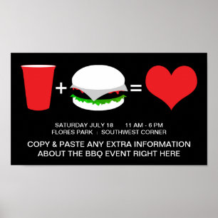 Getränke + Hamburger = Liebe Poster