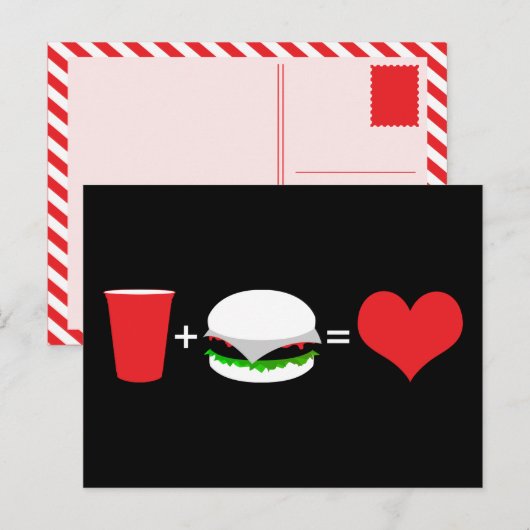Getränke + Hamburger = Liebe Postkarte (Vorne/Hinten)