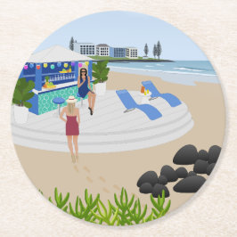 Getränke im Beach Bar Runder Pappuntersetzer