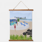 Getränke im Beach Bar Wandteppich Mit Holzrahmen (Vorderseite)