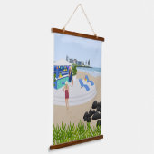 Getränke im Beach Bar Wandteppich Mit Holzrahmen (Gewinkelt)