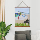 Getränke im Beach Bar Wandteppich Mit Holzrahmen