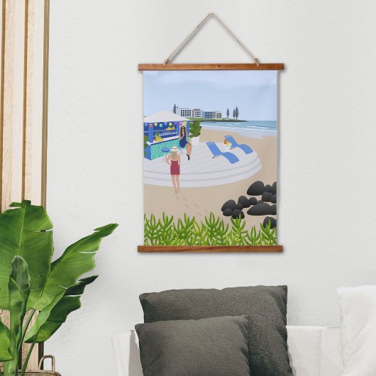 Getränke im Beach Bar Wandteppich Mit Holzrahmen