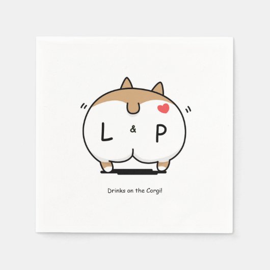 Getränke im Corgi Napkin Serviette (Vorderseite)