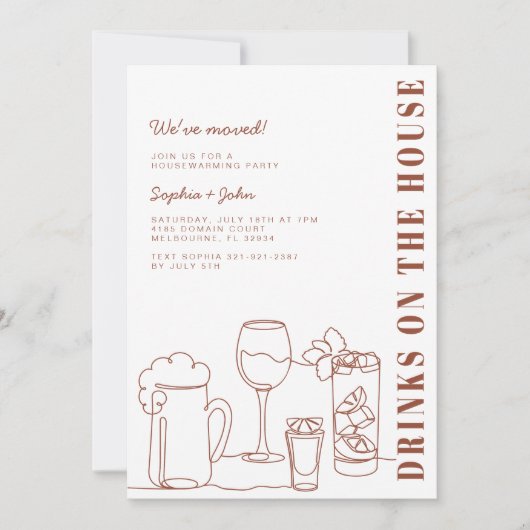 Getränke im Party Hauswärmung Einladung (Vorderseite)