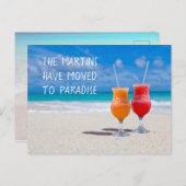 Getränke im Sand, die ins Paradies ziehen Postkarte (Vorne/Hinten)