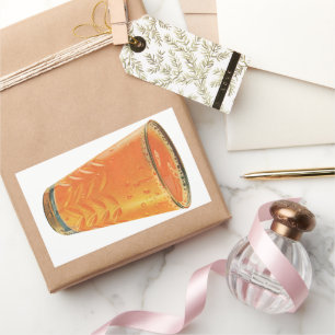 Getränke im Vintage-Stil, Glas Orangensaft Frühstü Rechteckiger Aufkleber