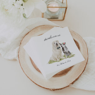 Getränke in uns Niedliche Hochzeit von Haustiere Serviette