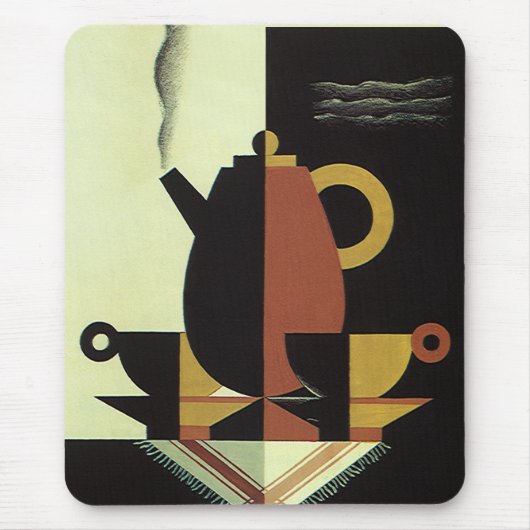 Getränke Kaffee-Kanne mit Tassen im Vintage-Stil Mousepad (Vorne)
