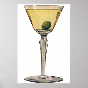 Getränke, Martini Olive Cocktail Poster