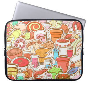 Getränke, Meeresfrüchte, Snacks, nahtlose Muster Laptopschutzhülle