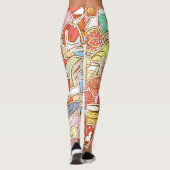 Getränke, Meeresfrüchte, Snacks, nahtlose Muster Leggings (Rückseite)