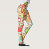 Getränke, Meeresfrüchte, Snacks, nahtlose Muster Leggings (Rechts)