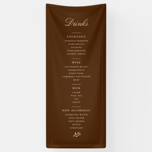 Getränke-Menü- Banner Schokoladenbraun Cream-Schri (Vertikal)