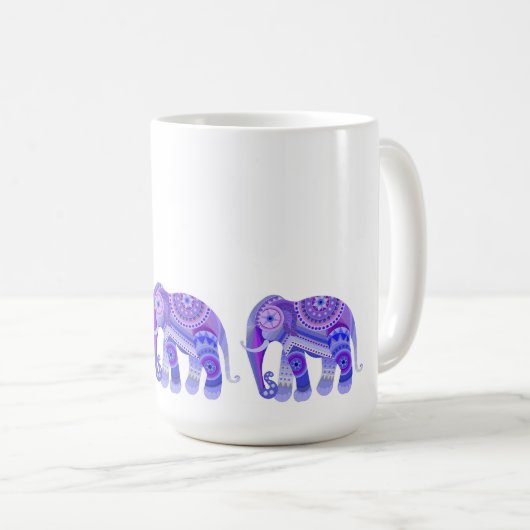 GETRÄNKE MIT BLAUER LILA COOLER ELEFANISCHER KAFFE KAFFEETASSE (VorderseiteRechts)