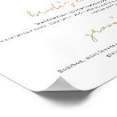 Getränke mit Gold und Weiß-Signatur Hochzeitsbrief Poster (Ecke)