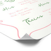 Getränke mit weißer Hand, rosa und grüne Unterschr Poster (Ecke)