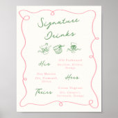 Getränke mit weißer Hand, rosa und grüne Unterschr Poster (Vorne)