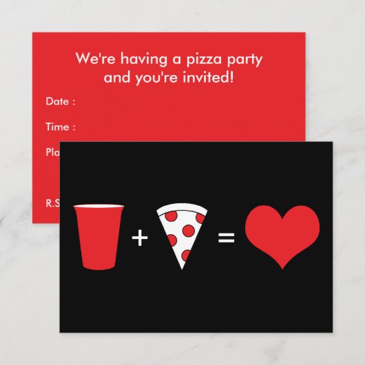 Getränke + Pizza = Liebe Einladung (Vorne/Hinten)