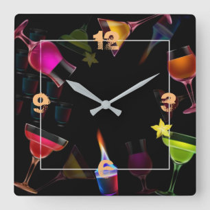 Getränke Quadratische Wanduhr
