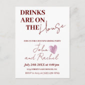 Getränke sind auf dem Haus Erwärmung Party rustika Postkarte (Vorderseite)