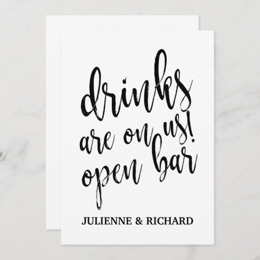Getränke sind auf uns! Erschwingliches Hochzeitssz Einladung (Vorne/Hinten)