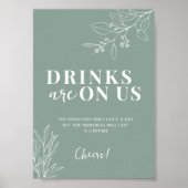 Getränke sind auf unserem Boho Sage Green Wedding Poster (Vorne)