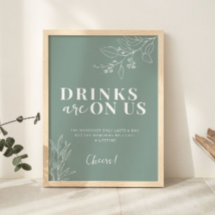 Getränke sind auf unserem Boho Sage Green Wedding  Poster