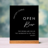 Getränke sind auf unserer Open Bar Black Wedding B Acrylschild (Neutral)