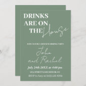 Getränke sind im Haus wärmen Party grün Einladung (Vorne/Hinten)