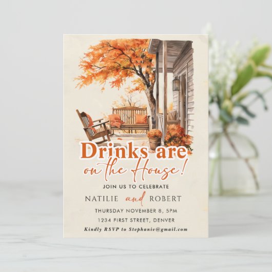 Getränke sind im hauseigenen Party. Einladung (Stehend Vorderseite)