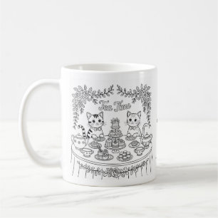 Getränke-Tasse 'Tee-Zeit-Party mit getigerten Katz Kaffeetasse