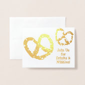 Getränke und Knabbereien - Goldene Bretzel - indiv Folienkarte (Vorderseite mit Umschlag)