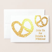 Getränke und Knabbereien - Goldene Bretzel - indiv Folienkarte (Vorderseite mit Umschlag)