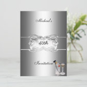 Getränke und Silberne Party Einladung (Stehend Vorderseite)