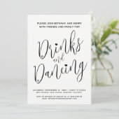 Getränke und Tanz nach der Hochzeit einfache Mono- Einladung (Stehend Vorderseite)