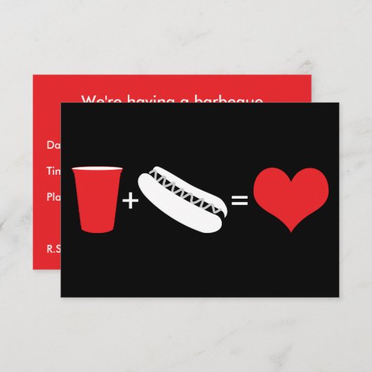 Getränke + Würstchen = Liebe Einladung (Vorne/Hinten)