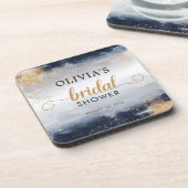 Getränkecoaster für Navy und Gold Brautparty Getränkeuntersetzer (Linke Seite)