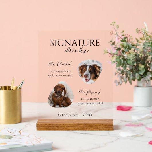 Getränkedosensignaturen mit Hunden Acrylschild (Hochzeit)