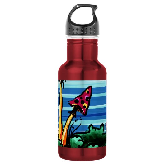 Getränkeflasche, 2 rote Pilze Edelstahlflasche (Vorderseite)