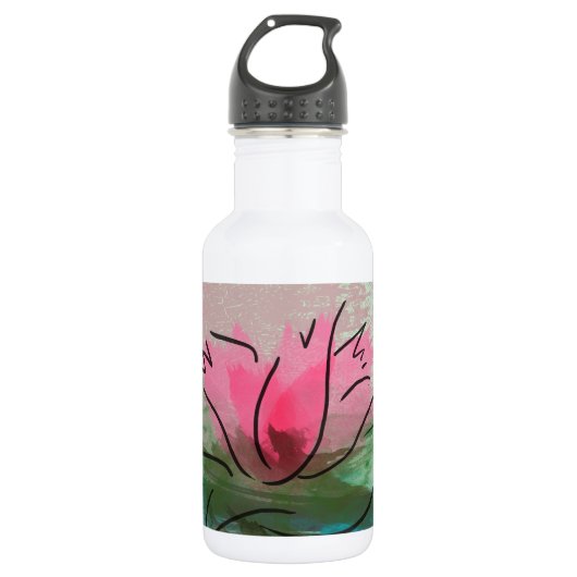 Getränkeflasche, rosa Blume Edelstahlflasche (Vorderseite)
