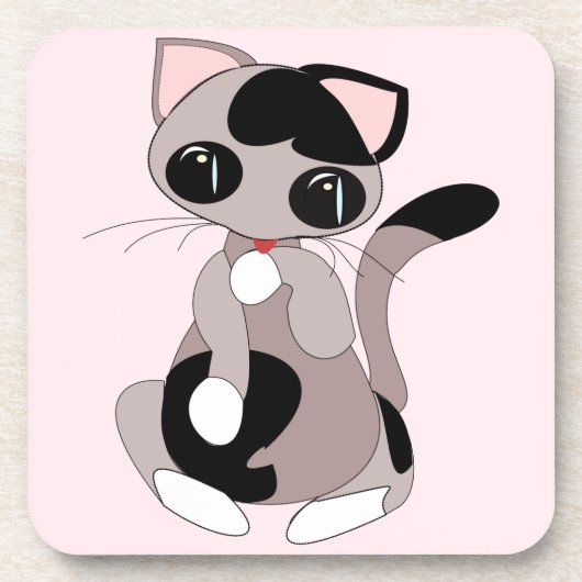 Getränkekappe mit Katzenrosa Getränkeuntersetzer (Vorderseite)