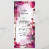 Getränkekarte Fuchsia Verzauberung: Wasserfarbe Menükarte (Rückseite)