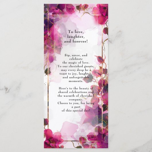 Getränkekarte Fuchsia Verzauberung: Wasserfarbe Menükarte (Rückseite)