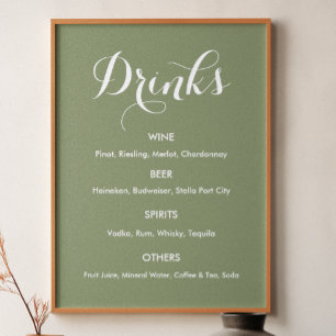 Getränkekarte Hochzeitsnacht grün Poster