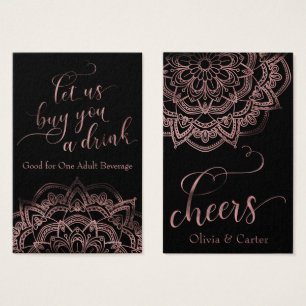 Getränketickets, elegante Rose-Gold-Schrift & Mand