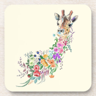 Getränkuntersetzer mit floralem Giraffenmotiv Getränkeuntersetzer