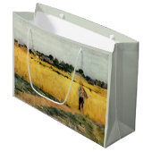 Getreidefeld (von Berthe Morisot) Große Geschenktüte (Vorderseite Schrägansicht)