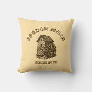 Getreidemühle Wassermühle Retro Vintage Holzschnit Kissen
