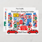 Getrennte Fahrprüfung Herzlichen Glückwunsch Postkarte (Vorne/Hinten)